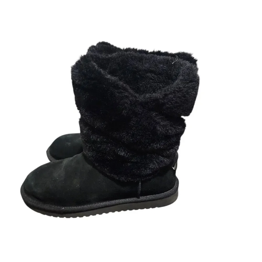Koolaburra by UGG Black Faux Fur Ankle Boots Cozy Winter Comfort‎ Size 6